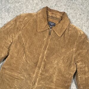 Sonoma Suede Leather Quilted Jacket Brown Full Zip Size Medium
